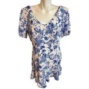 City Studio/Blue White Floral Dress Mermaid Hem/Junior Size 15/NWT $59